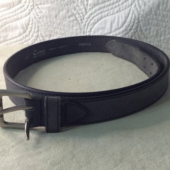 Cartoni, So. African Co; Leather Belt; Pewter Buckle, Pebbled look, Quiet Lux - Picture 1 of 4